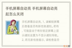 手机屏幕自动亮 手机屏幕自动亮起怎么关闭