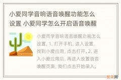 小爱同学音响语音唤醒功能怎么设置 小爱同学怎么开启语音唤醒功能