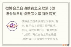 微博会员自动续费怎么取消微信支付 微博会员自动续费怎么取消