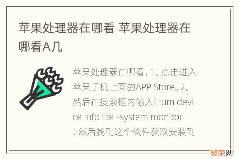 苹果处理器在哪看 苹果处理器在哪看A几