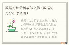 数据对比分析怎么写 数据对比分析表怎么做