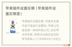 苹果插件设置在哪里 苹果插件设置在哪