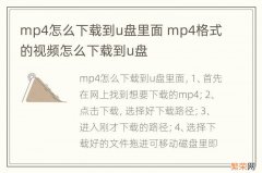 mp4怎么下载到u盘里面 mp4格式的视频怎么下载到u盘