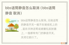 bbs话筒静音 取消 bbs话筒静音怎么取消