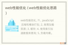 web性能优化思路 web性能优化