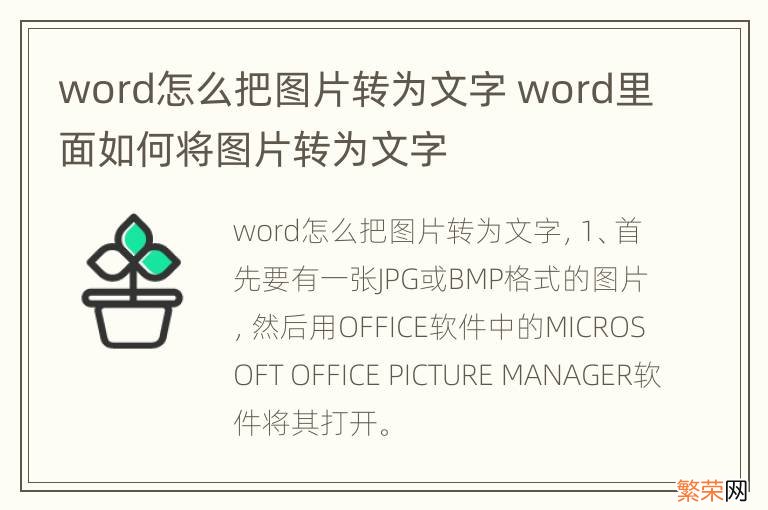 word怎么把图片转为文字 word里面如何将图片转为文字