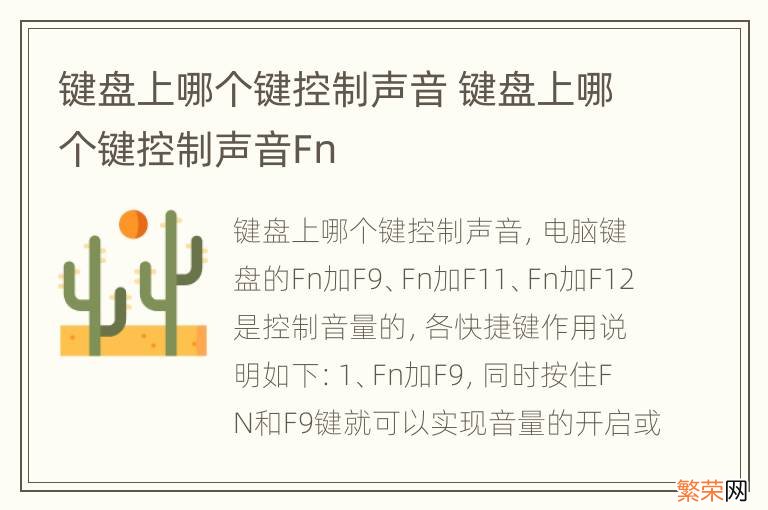 键盘上哪个键控制声音 键盘上哪个键控制声音Fn