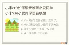 小米cc9如何语音唤醒小爱同学 小米9se小爱同学语音唤醒