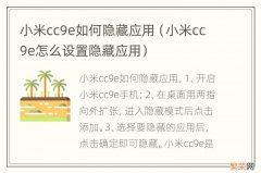 小米cc9e怎么设置隐藏应用 小米cc9e如何隐藏应用