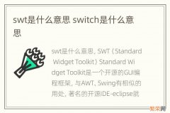 swt是什么意思 switch是什么意思
