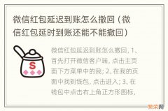 微信红包延时到账还能不能撤回 微信红包延迟到账怎么撤回