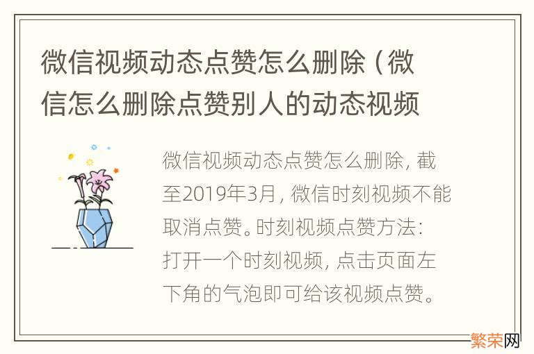 微信怎么删除点赞别人的动态视频 微信视频动态点赞怎么删除