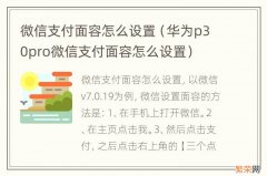 华为p30pro微信支付面容怎么设置 微信支付面容怎么设置