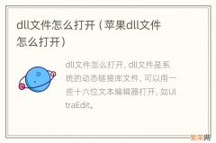 苹果dll文件怎么打开 dll文件怎么打开