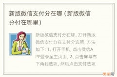 新版微信分付在哪里 新版微信支付分在哪