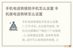 手机电话转接到手机怎么设置 手机接电话转移怎么设置