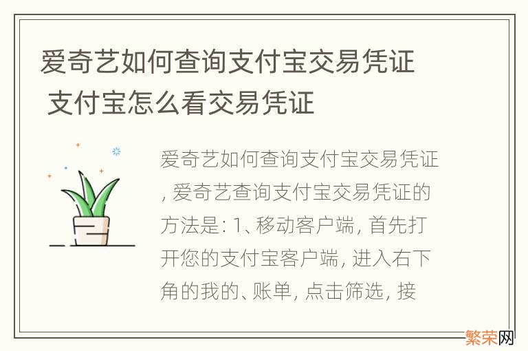 爱奇艺如何查询支付宝交易凭证 支付宝怎么看交易凭证