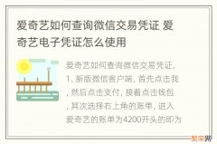 爱奇艺如何查询微信交易凭证 爱奇艺电子凭证怎么使用