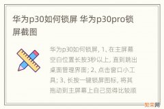 华为p30如何锁屏 华为p30pro锁屏截图