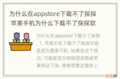 为什么在appstore下载不了探探 苹果手机为什么下载不了探探软件