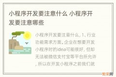 小程序开发要注意什么 小程序开发要注意哪些