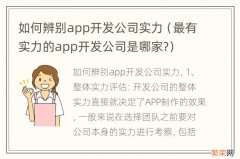 最有实力的app开发公司是哪家? 如何辨别app开发公司实力