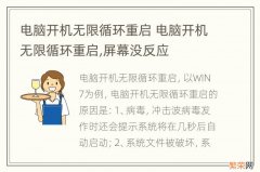 电脑开机无限循环重启 电脑开机无限循环重启,屏幕没反应