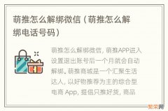 萌推怎么解绑电话号码 萌推怎么解绑微信