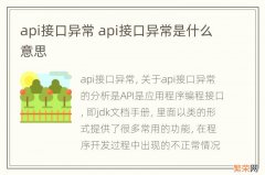 api接口异常 api接口异常是什么意思