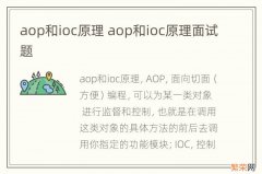 aop和ioc原理 aop和ioc原理面试题