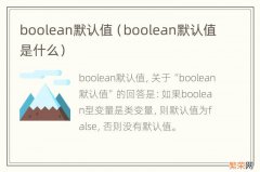 boolean默认值是什么 boolean默认值