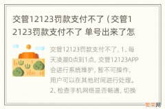 交管12123罚款支付不了 单号出来了怎么办? 交管12123罚款支付不了