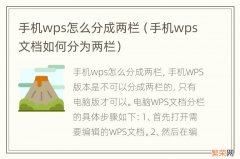 手机wps文档如何分为两栏 手机wps怎么分成两栏