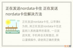 正在发送nordata卡住 正在发送nordata卡住解决方法