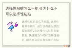 选择性粘贴怎么不能用 为什么不可以选择性粘贴