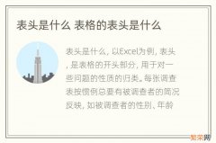 表头是什么 表格的表头是什么