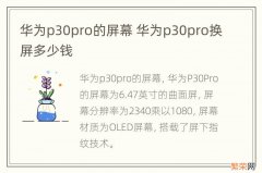 华为p30pro的屏幕 华为p30pro换屏多少钱