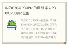 华为P30与P30Pro的区别 华为P30和P30pro区别