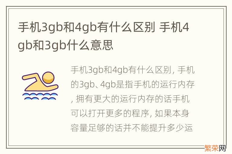 手机3gb和4gb有什么区别 手机4gb和3gb什么意思