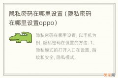 隐私密码在哪里设置oppo 隐私密码在哪里设置