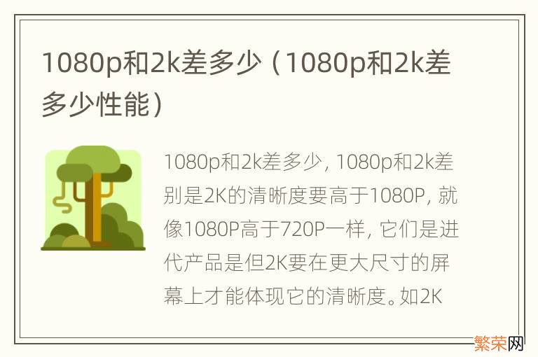 1080p和2k差多少性能 1080p和2k差多少