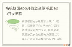 高校校园app开发怎么做 校园app开发流程