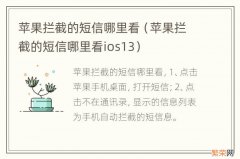 苹果拦截的短信哪里看ios13 苹果拦截的短信哪里看