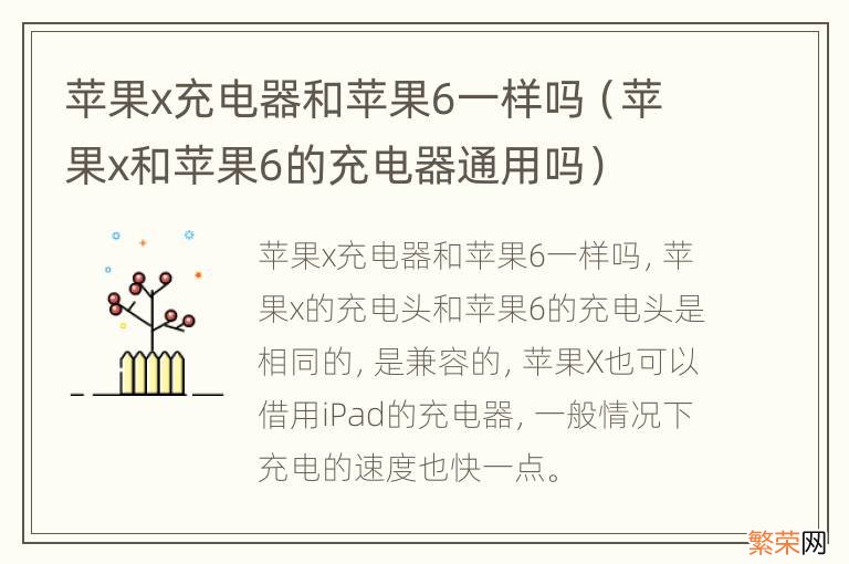 苹果x和苹果6的充电器通用吗 苹果x充电器和苹果6一样吗