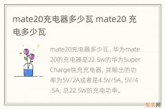 mate20充电器多少瓦 mate20 充电多少瓦