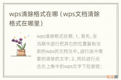 wps文档清除格式在哪里 wps清除格式在哪