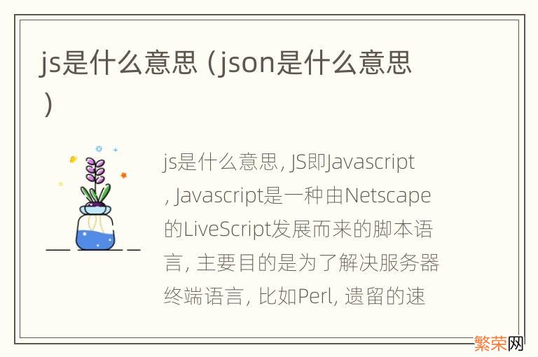 json是什么意思 js是什么意思