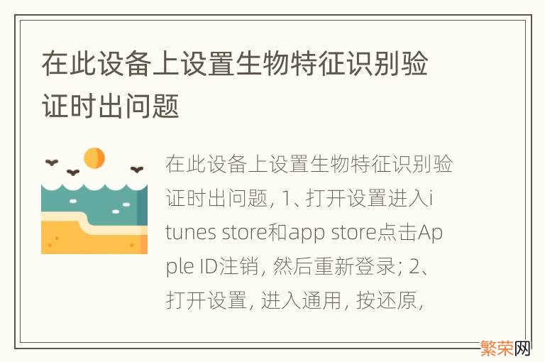 在此设备上设置生物特征识别验证时出问题