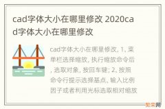 cad字体大小在哪里修改 2020cad字体大小在哪里修改