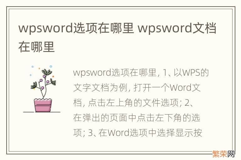 wpsword选项在哪里 wpsword文档在哪里